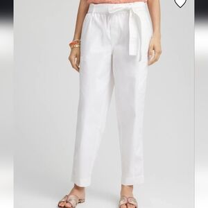 NWT Chico's White Poplin Pull-On Tapered-Leg Cropped Pants Size 18